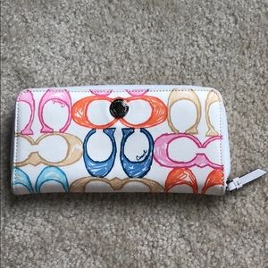 Coach white/ multicolored scribble wallet